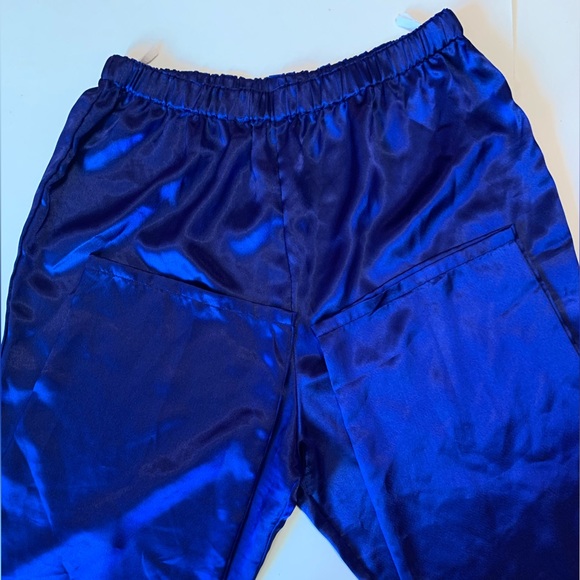 Vintage Satin Pyjamas Set Royal Blue Size Large - Picture 6 of 16